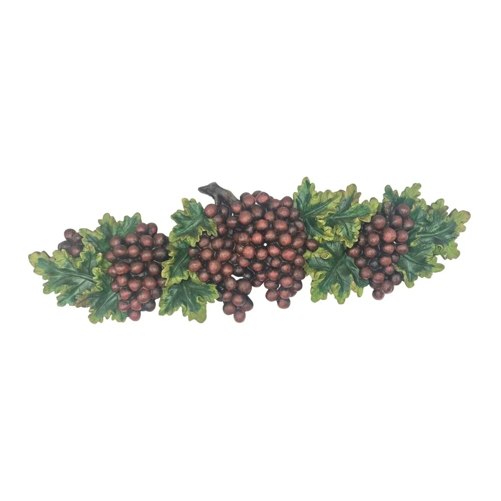 Vintage Grape Cluster Wall Plaque 3D Fruit Resin Decor Purple Green